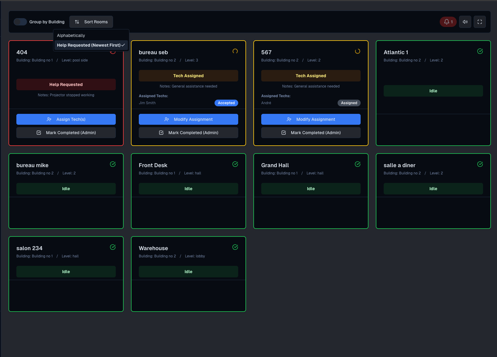 The Chronauxo mission control dashboard showing active requests.